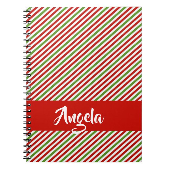 Green, red and white stripes notebook (Front)