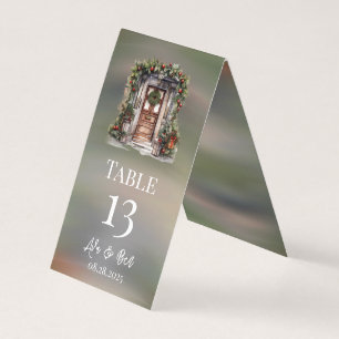 Green Red Berry Decorated Door Light Table Numbers