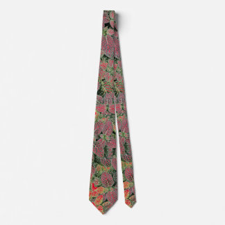 GREEN RED BLACK NATURAL LEAVES MODERN NECK TIE