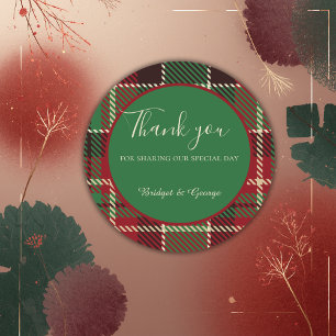 green red black scottish celtic tartan wedding classic round sticker