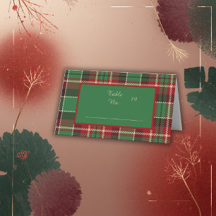 green red black scottish celtic tartan wedding place card