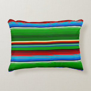 Green Red Blue Mexican Sarape Decorative Cushion