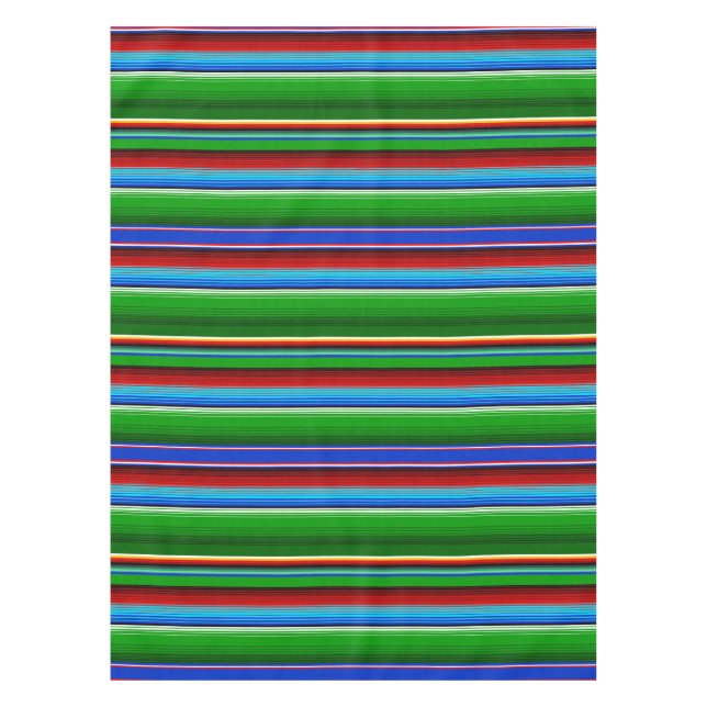 Green Red Blue Mexican Sarape Tablecloth (Front)
