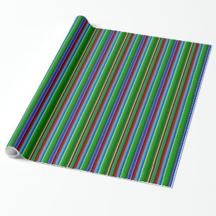 Green Red Blue Mexican Sarape Wrapping Paper