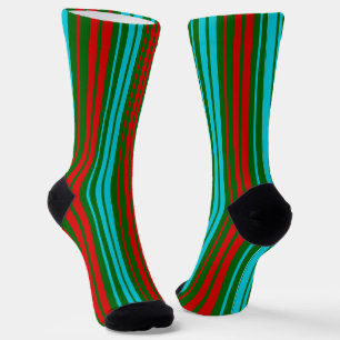 Green Red Blue Stripes Pattern   Socks