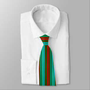 Green Red Blue Stripes Pattern Tie