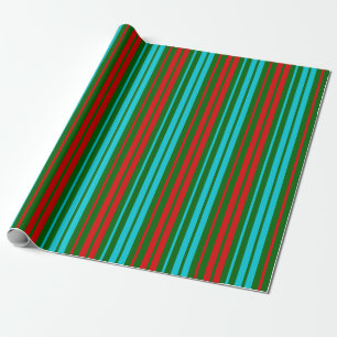Green Red Blue Stripes Pattern   Wrapping Paper
