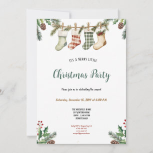 GREEN ,RED , BROWN CHRISTMAS PARTY INVITATION