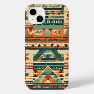 green red brown white round shape tribe  iPhone 14 plus case