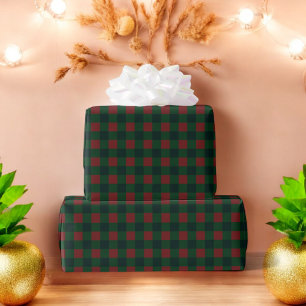 Green Red Buffalo Plaid Holiday Wrapping Paper