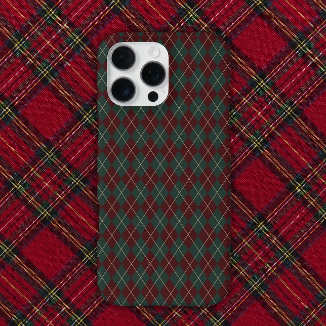 Green & Red Burgundy Argyle Christmas Holiday iPhone Case (Creator Uploaded)