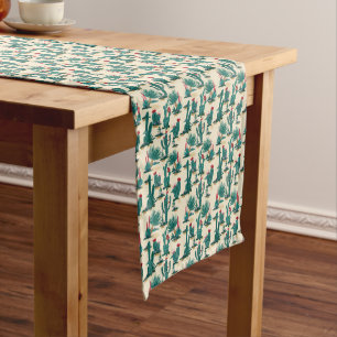 Green & Red Cactus Pattern Short Table Runner