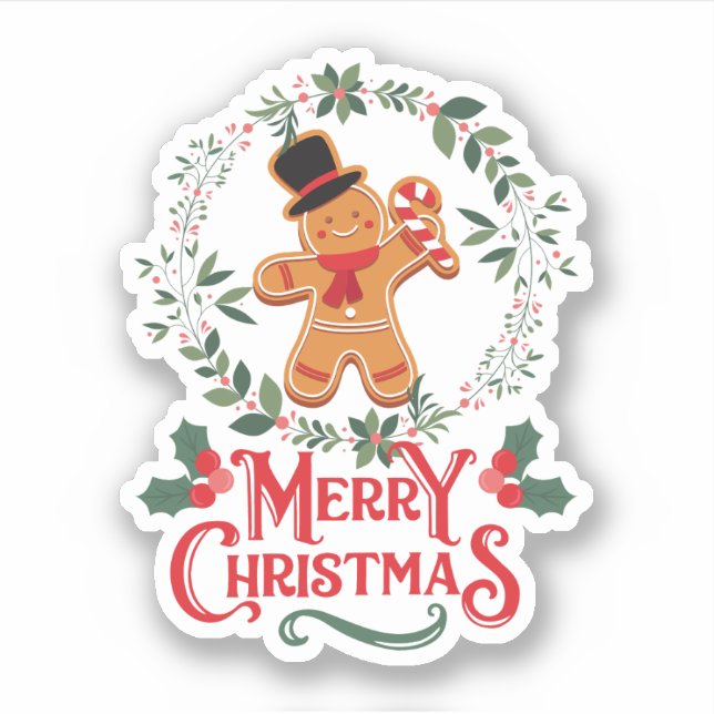 Green Red Cartoon Cute Gingerbread Character (Front)