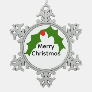 Green red Christmas bells tree black simple Snowflake Pewter Christmas Ornament