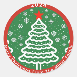 Green & Red Christmas Classic Round Sticker
