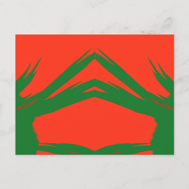 ~ Green Red Christmas Fractal Design ~ Postcard (Front)