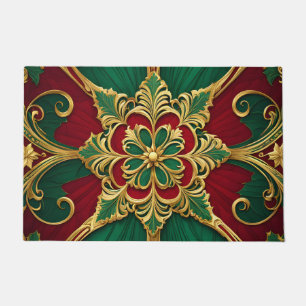 Green Red Christmas Holiday Doormat
