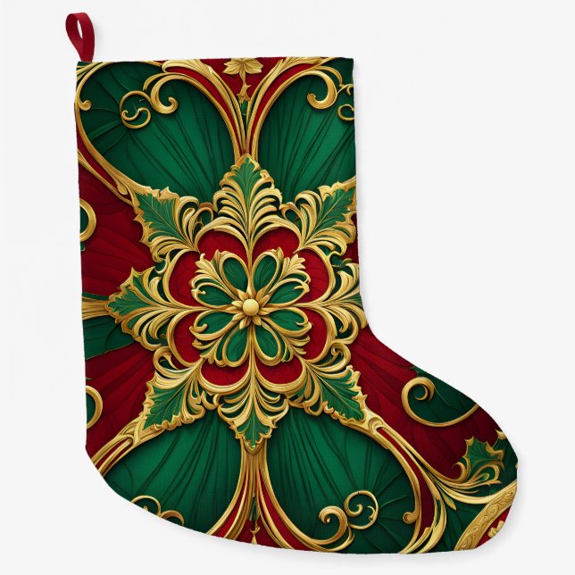 Green Red Christmas Holiday Stocking (Front)