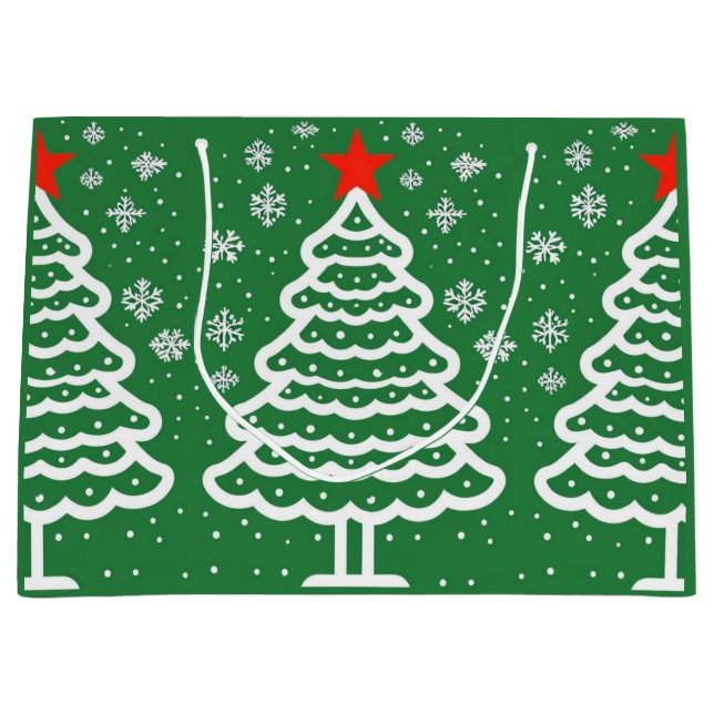 Green & Red Christmas Large Gift Bag (Front)