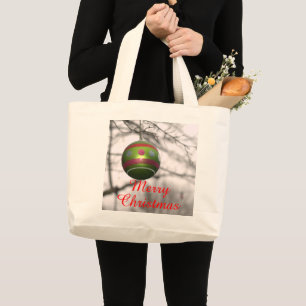 Green Red Christmas Ornament Tote Bag