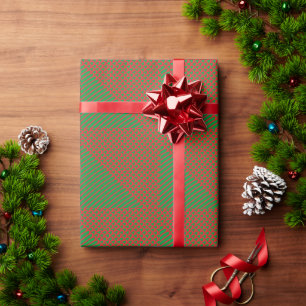 Green Red Christmas Pattern Triangle Tree Holiday Wrapping Paper