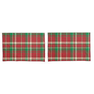Green Red Christmas plaid pattern pillowcase