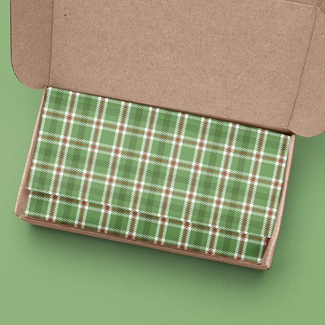 Green Red Christmas Plaid Pattern Tissue Paper (Green and red holiday pattern tissue paper. )