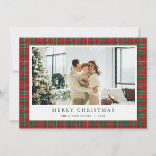 Green & Red Christmas Plaid Photo Holiday Card