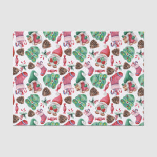 Green & Red Christmas Symbols  Tissue Paper