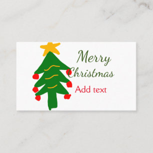 Green red christmas tree merry Christmas add name Business Card