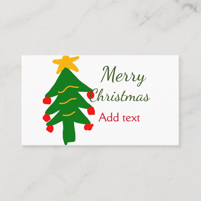 Green red christmas tree merry Christmas add name  Business Card (Front)