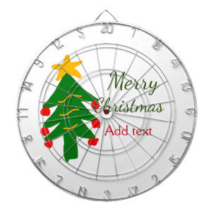Green red christmas tree merry Christmas add name Dartboard