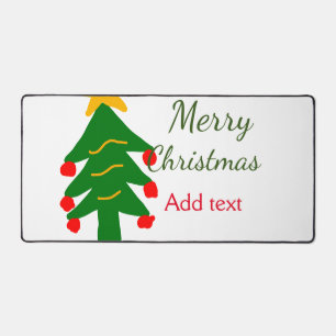 Green red christmas tree merry Christmas add name Desk Mat