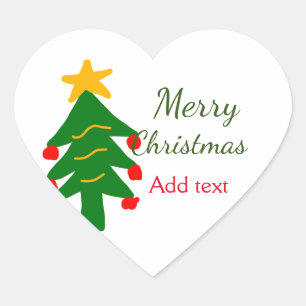 Green red christmas tree merry Christmas add name Heart Sticker