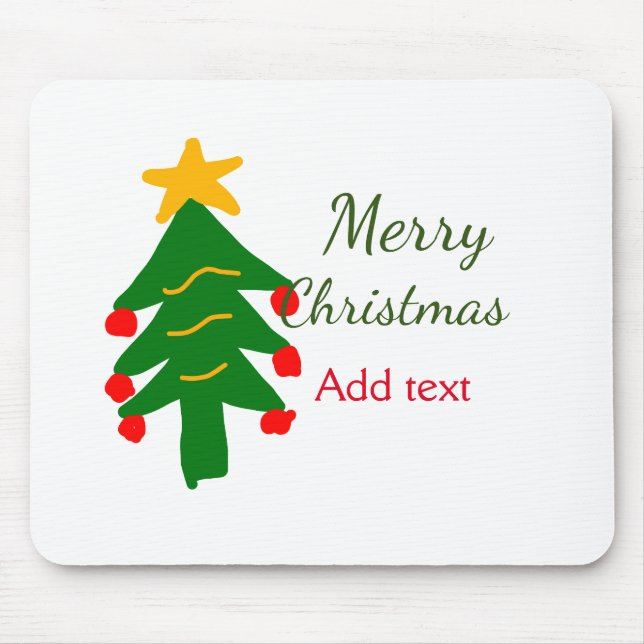 Green red christmas tree merry Christmas add name  Mouse Pad (Front)