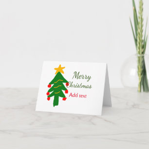 Green red christmas tree merry Christmas add name  Note Card