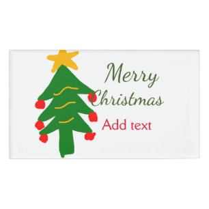 Green red christmas tree merry Christmas add name  Tag