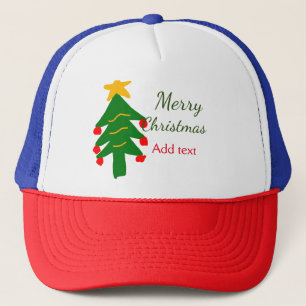 Green red christmas tree merry Christmas add name  Trucker Hat