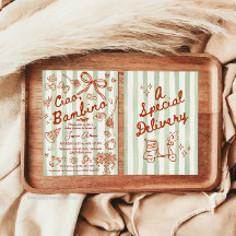 Green Red Ciao Bambino Italian Invitation