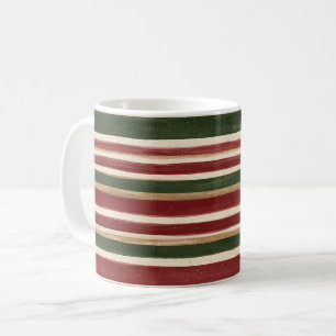 Green Red Cream Stripes Coffee Mug