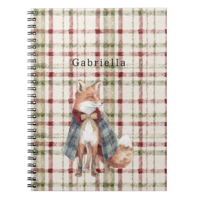 Green Red Cream Stripes Fox  Notebook (Front)