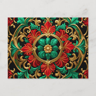 Green Red Decorative Christmas Holiday Postcard