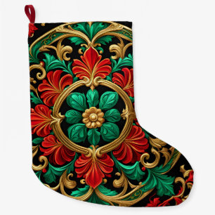 Green Red Decorative Christmas Holiday Stocking