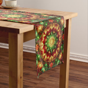 Green Red Decorative Holiday Table Runner