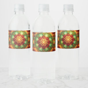 Green Red Decorative Holiday Water Bottle Label