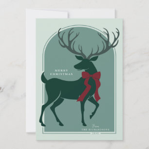 Green Red Elegant Stag Christmas Card