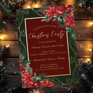 Green Red Festive Floral Frame Christmas Party