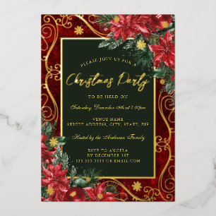 Green Red Festive Flower Frame Christmas Party