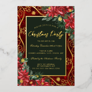Green Red Festive Flower Frame Christmas Party