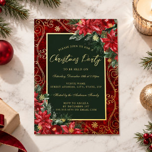 Green Red Festive Flower Frame Christmas Party